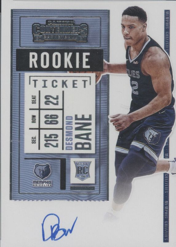 Desmond Bane 2020 Contenders 116 Rookie Ticket Auto Blue Jersey PSA